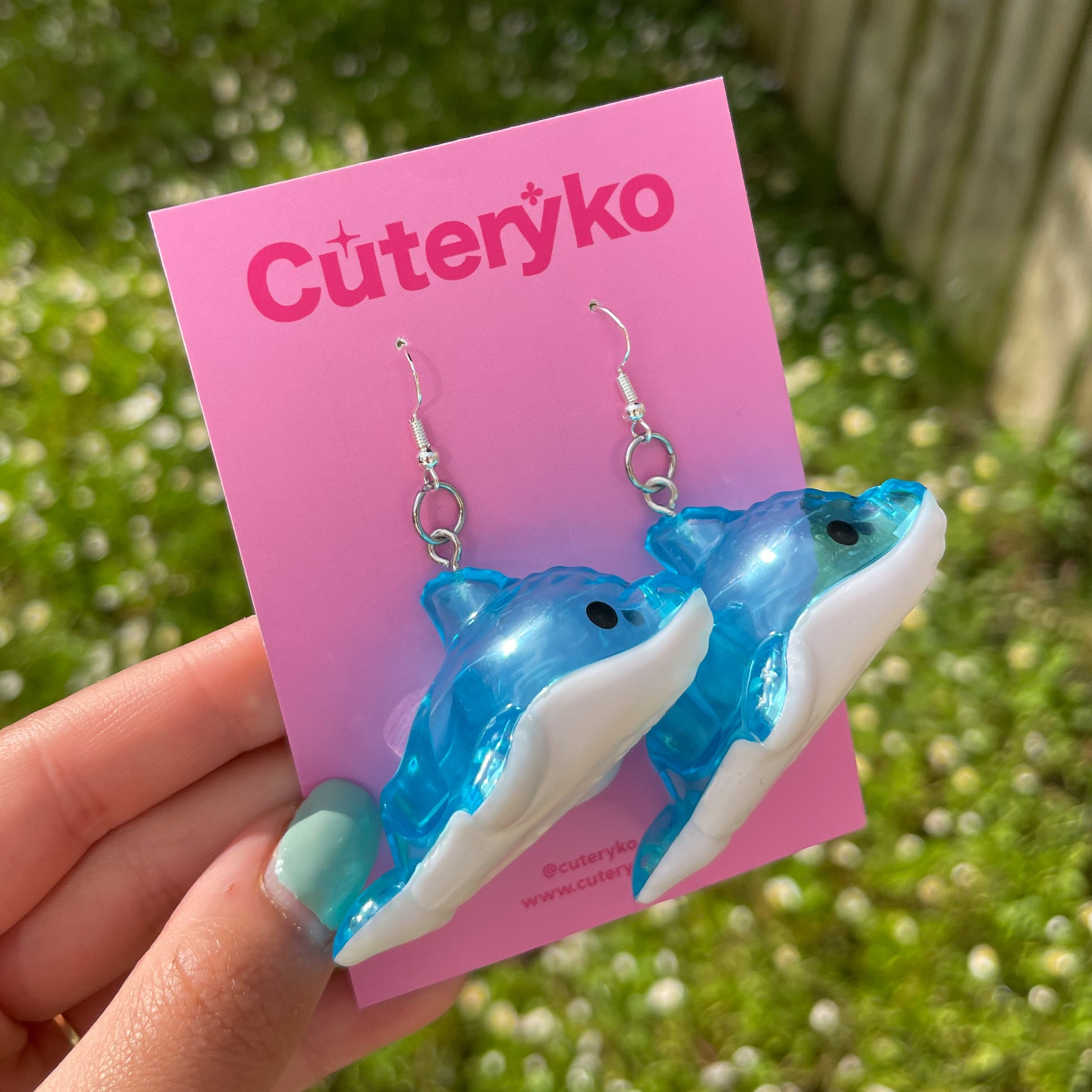 Dolphin Swimming Pool Float Earrings - Cuteryko