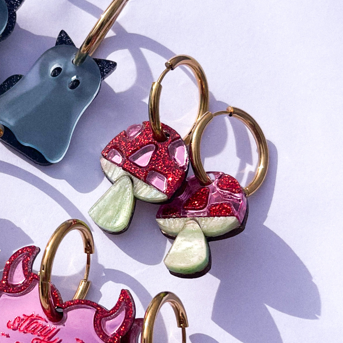 Mushroom Sparkles Hoop Earrings