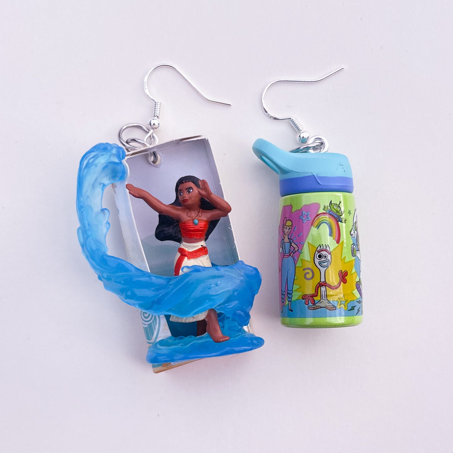 Moana and Toy Story Water Bottle Earrings