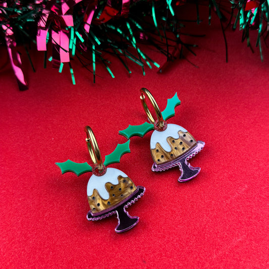 Christmas Pudding Hoop Earrings