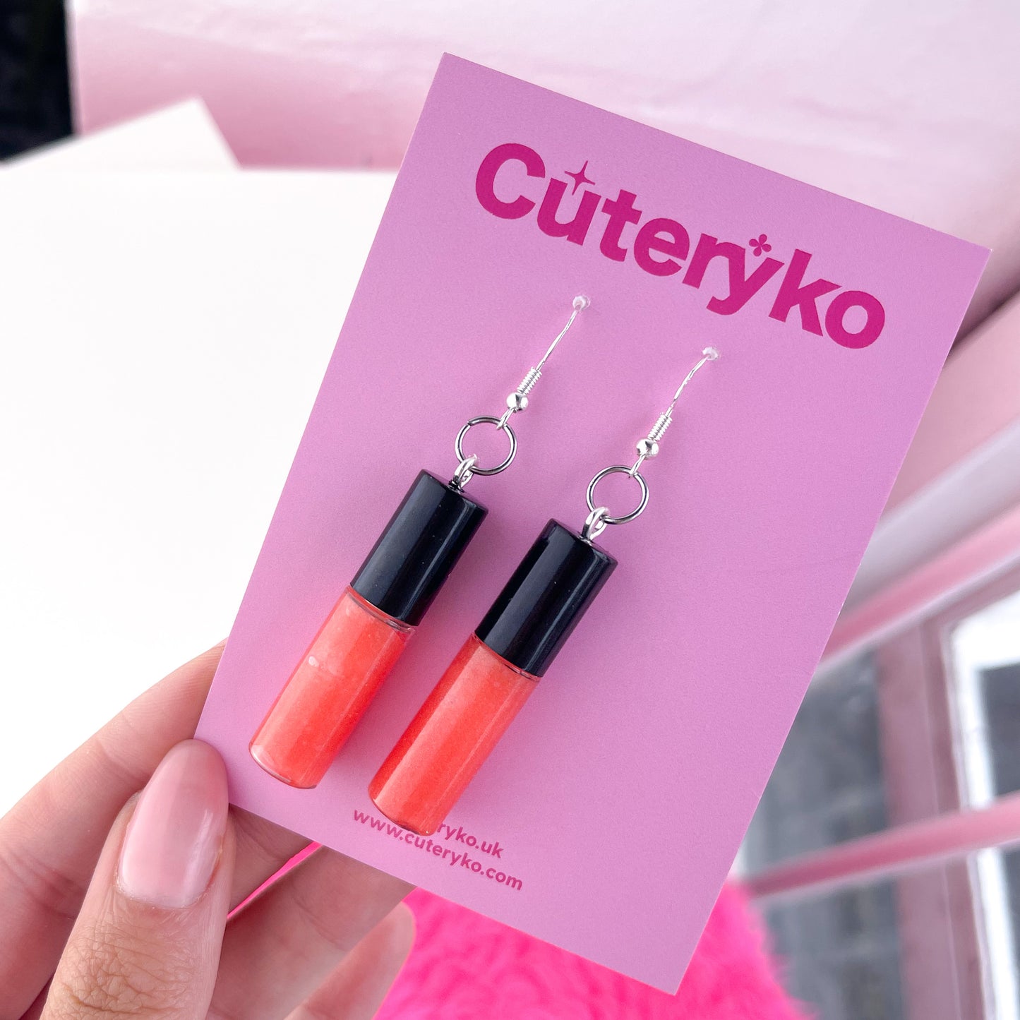 Lip Gloss Earrings - Coral - Cuteryko