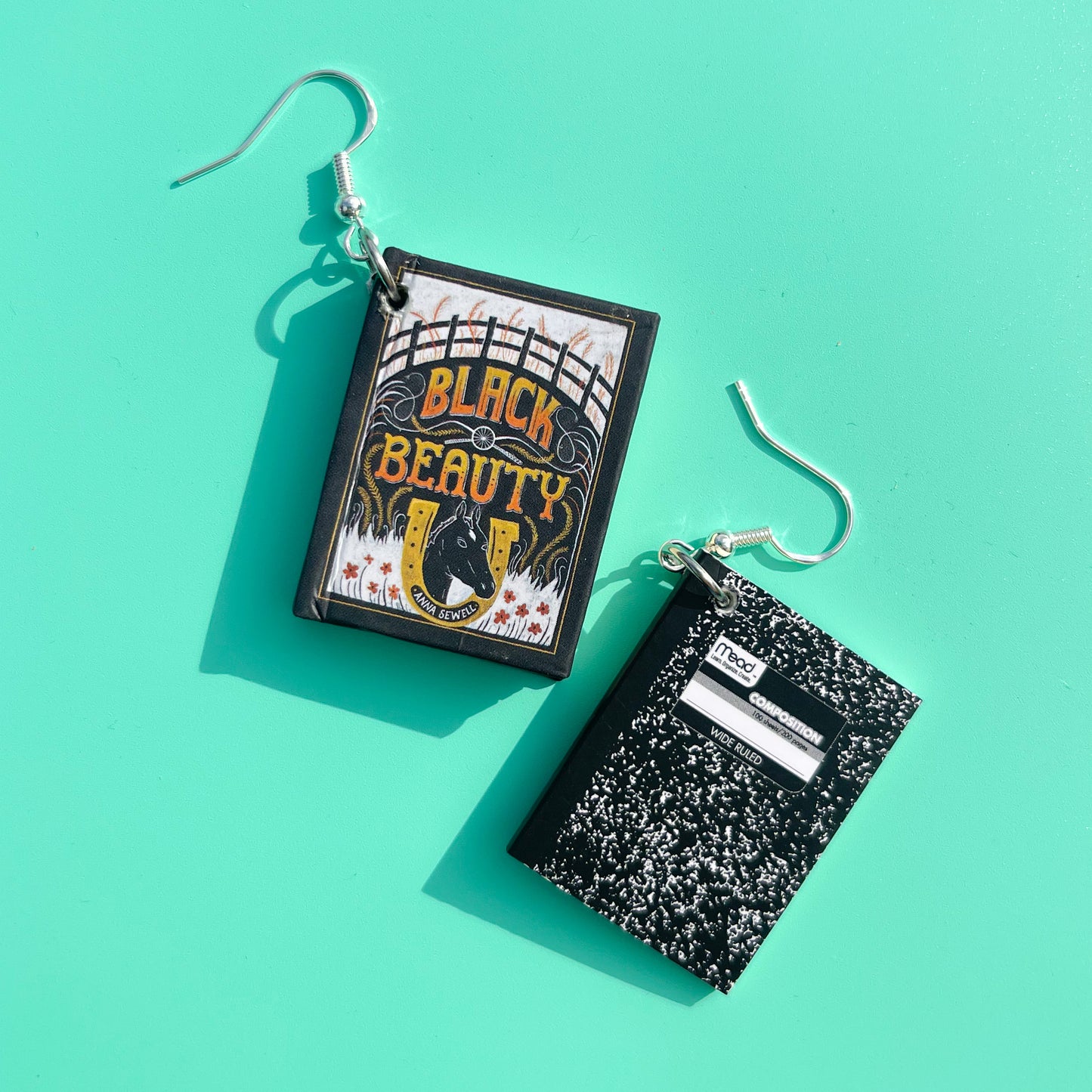 Black Beauty and Notepad Book Earrings