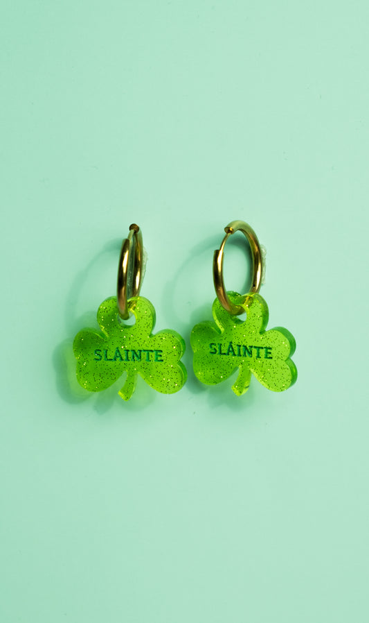 Sláinte Shamrock Hoop Earrings