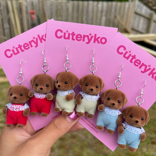 Chocolate Labrador Puppies - Sylvanian Families Earrings - Cuteryko