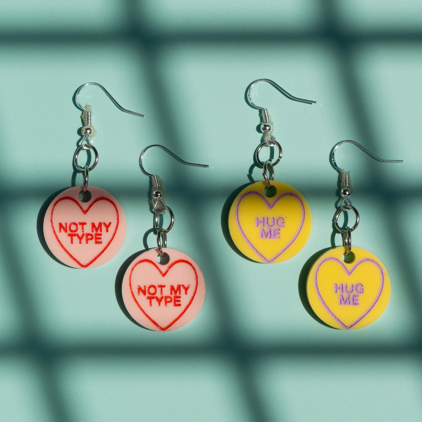 Custom Message Love Heart Earrings