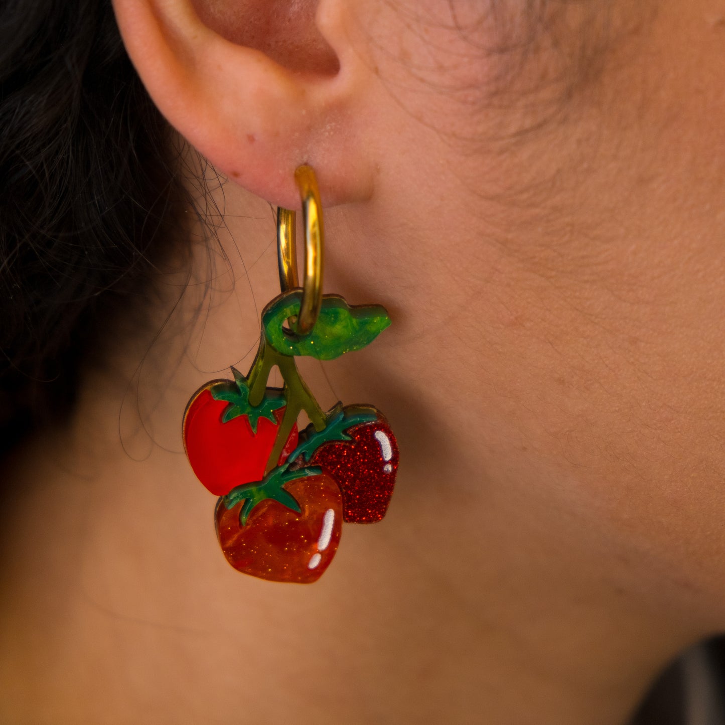 Tomato Vine Hoop Earrings