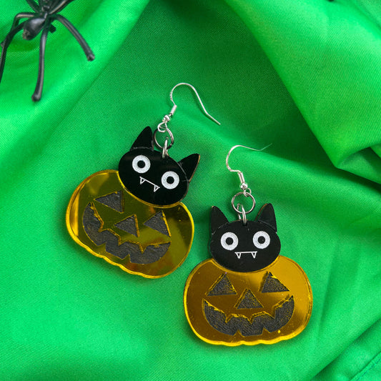 Pumpkin Kitten Earrings