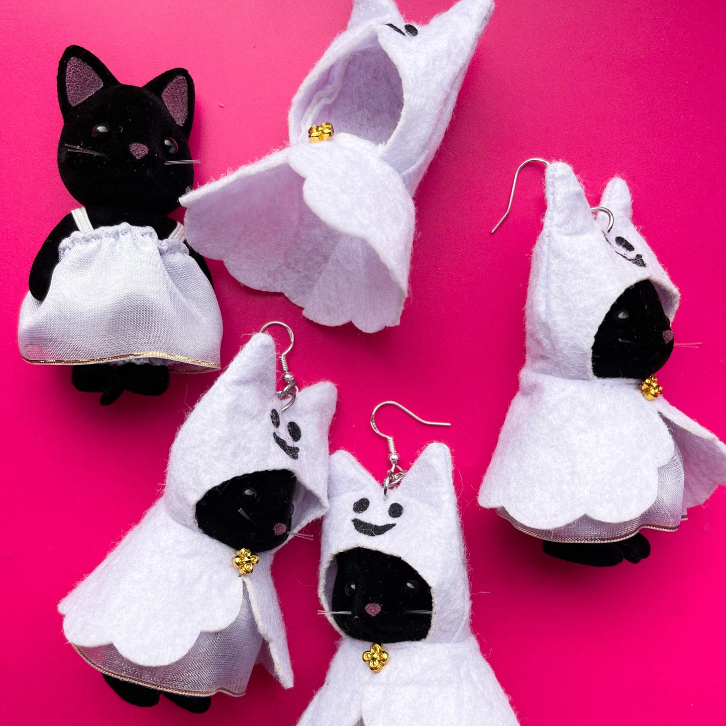 Pendientes grandes de Sylvanian Families Fantasma de Gato Negro