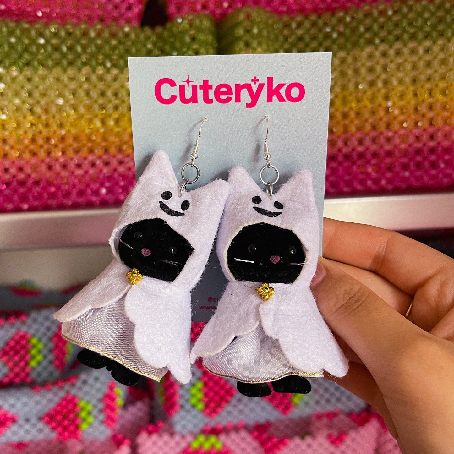 PRESALE- Black Cat Ghost large Sylvanian Families Earrings