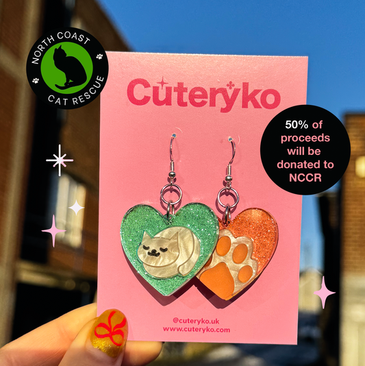 Kitten Love Heart Earrings