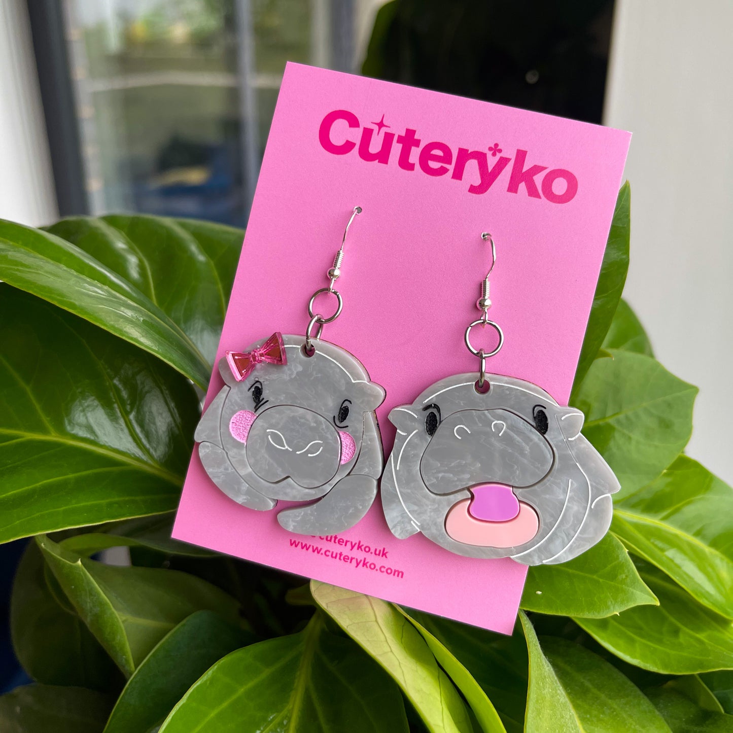 Moo Deng Hippo Earrings