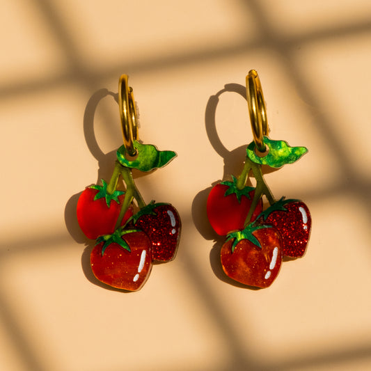 Tomato Vine Hoop Earrings